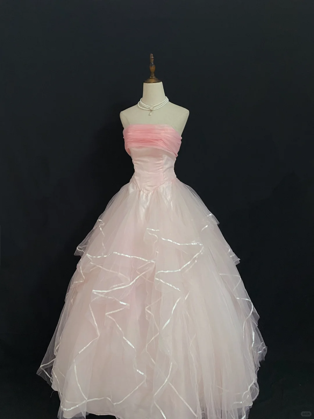 Blush Pink Strapless Long Romantic Gown, Gentle Cinched Waist, Voluminous Princess Skirt, Wedding Dress & Bridal Gown gh8288