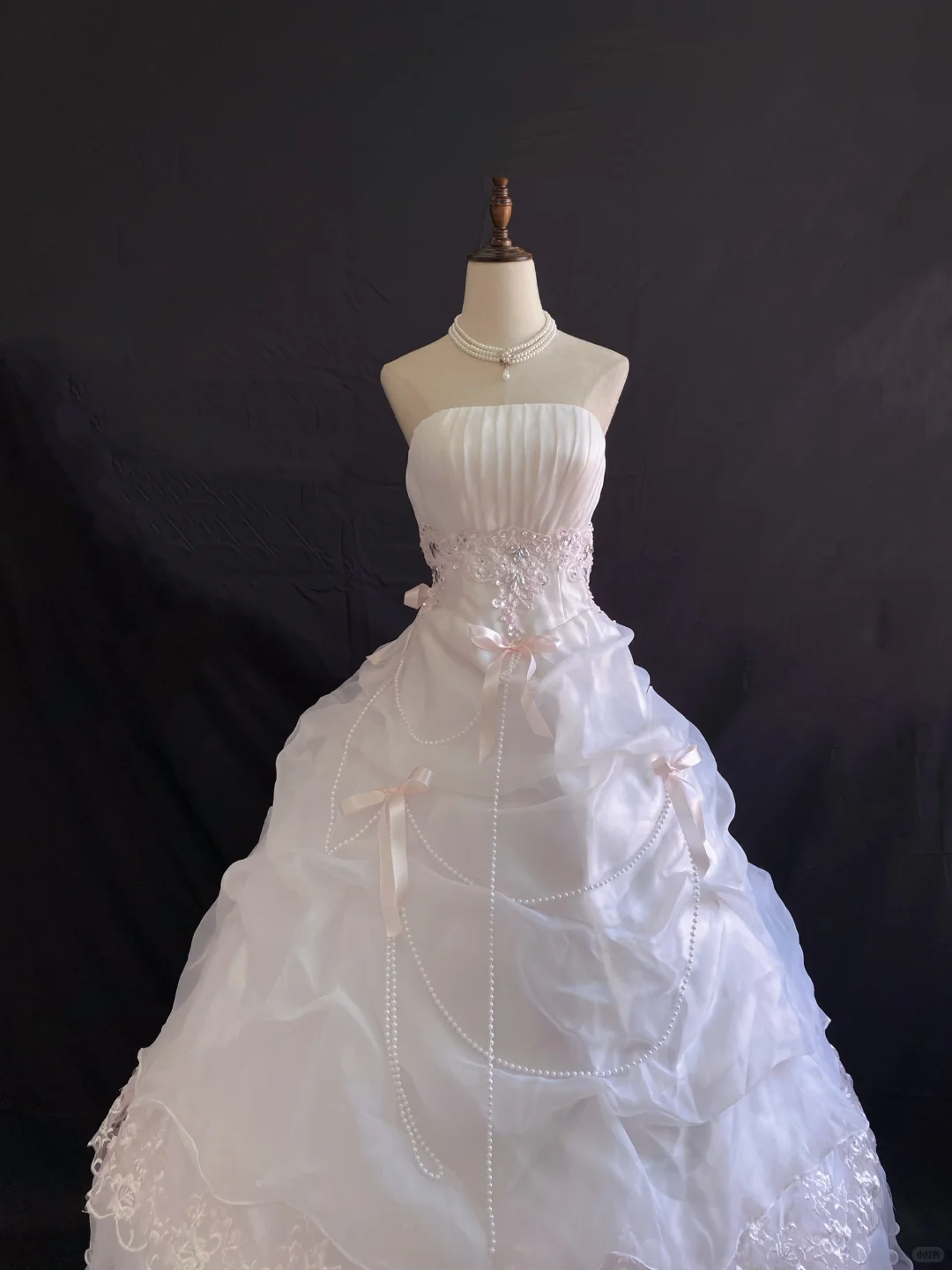 Blush pink strapless romantic gown with cinched waist and voluminous princess skirt, wedding dress and bridal gown gh8242