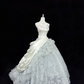 Sage Green Spaghetti Strap Cinched Waist Voluminous Skirt Long Romantic Dress, Wedding Gown gh7888