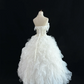 White Spaghetti Straps Cinched Waist Voluminous Tiered Skirt Vintage Elegant Romantic Dress, Wedding Gown gh8023