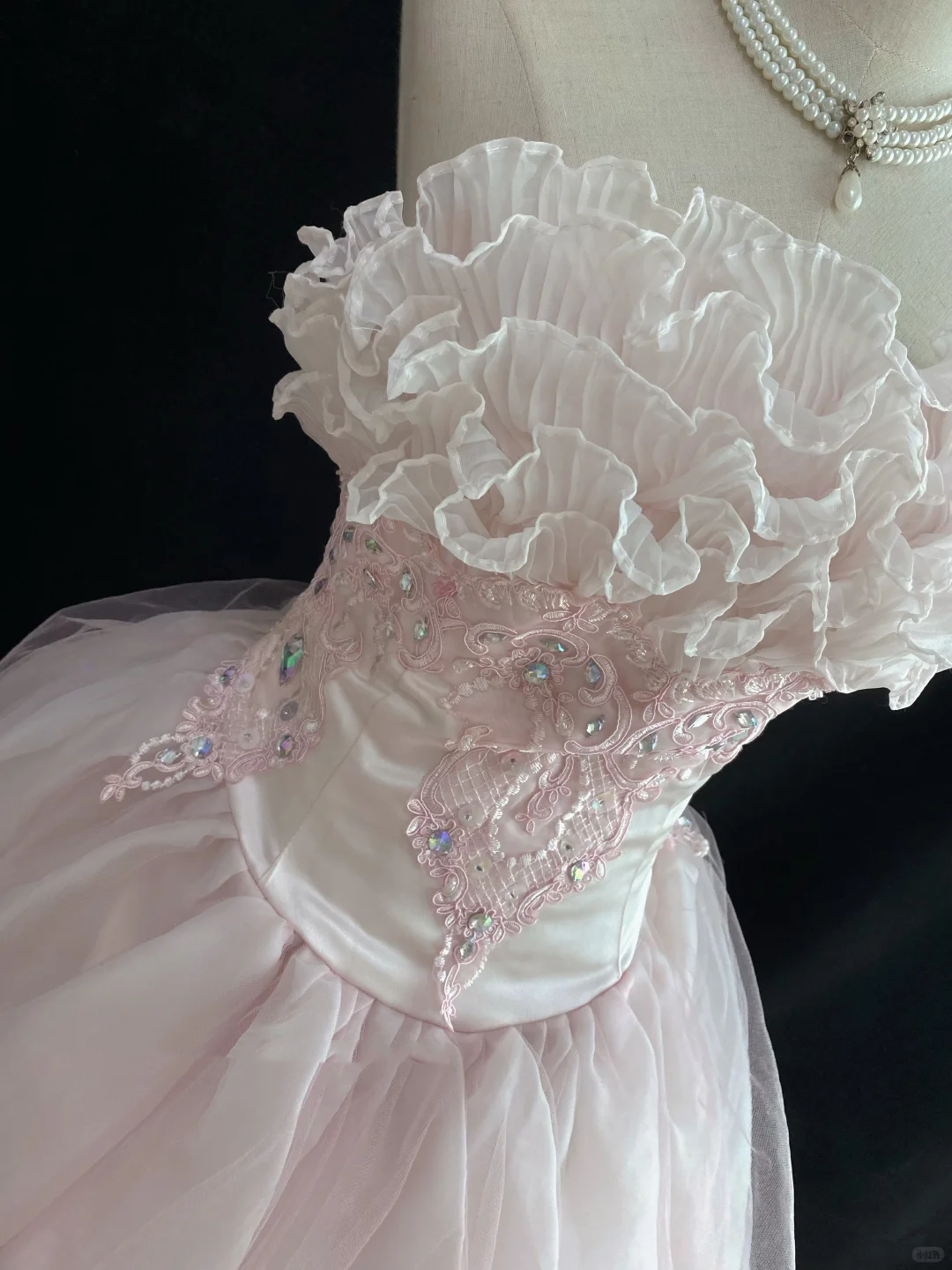 Blush Pink Strapless Romantic Gown With Lace Trims, Cinched Waist & Elegant Cute Voluminous Skirt, Wedding Dress & Bridal Gown gh8157