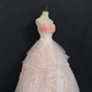 Blush Pink Strapless Long Romantic Gown, Gentle Cinched Waist, Voluminous Princess Skirt, Wedding Dress & Bridal Gown gh8288