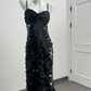 Black Spaghetti Strap Sequin Cinched Waist Fitted Sexy Prom Dress, Evening Gown gh7214