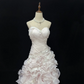 Blush Pink Strapless Cinched Waist Voluminous Tiered Skirt Long Romantic Dress, Wedding Gown gh7977