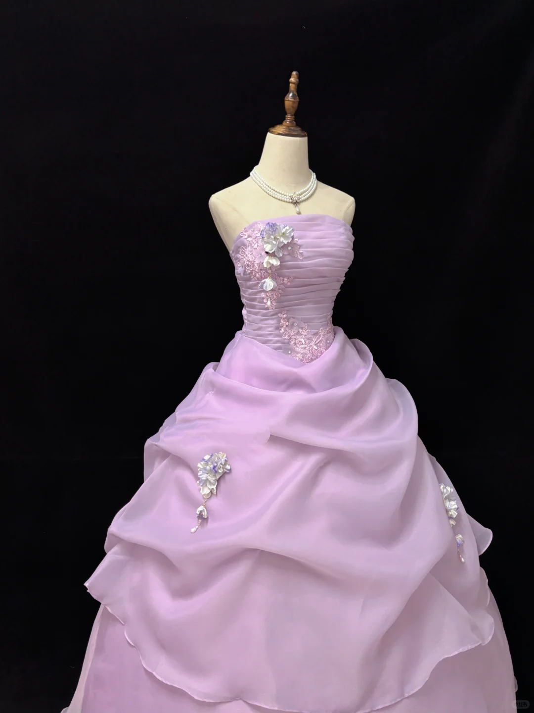 Light Lavender Strapless Cinched Waist Voluminous Skirt Romantic Dress, Wedding Gown gh7937