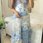 Blue Elegant Floral Delicate Lace Long Ball Gown Birthday/Garden Party Dress Evening Dress Prom Dress Holiday Date Night Dress gh4109