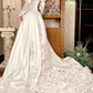 Off‑White Long Puff Sleeve Vintage Fitted Waist Palace‑Style Full Flared Skirt Prom Gown, Wedding Dress gh8594