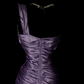 Lavender Vintage Satin Mermaid Evening Gown, One‑Shoulder Draped Twist, Pearl Accents, Ruched Waist, Flowy Mermaid Skirt, Formal Prom Party Dress gh8897