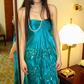 Peacock Green Strapless Satin Vintage Luxury Prom Gown, Evening Party Dress gh8370
