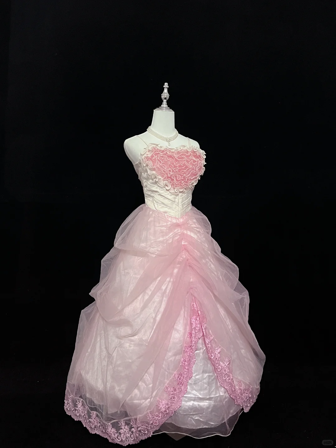 Blush Pink Spaghetti Straps Heart Neckline Cinched Waist Voluminous Princess Skirt Romantic Dress, Wedding Gown gh8024