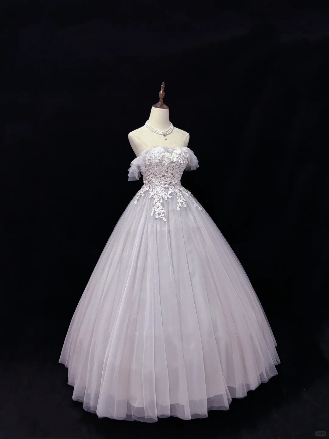 Lavender Off-the-Shoulder Embroidered Cinched Waist Voluminous Princess Skirt Long Romantic Dress, Wedding Gown gh7978