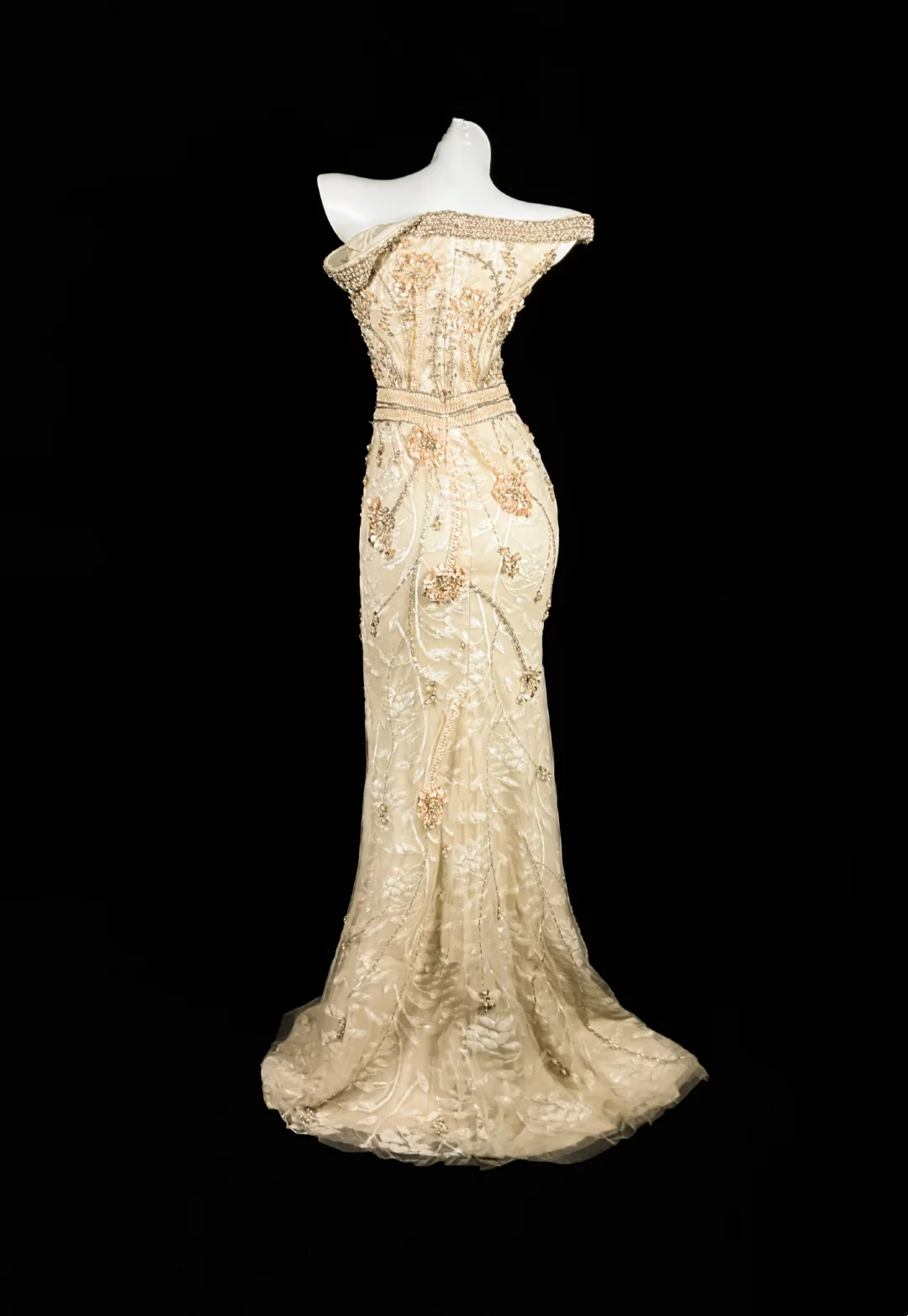Champagne Vintage Elegant Waist-Cinched Slim Hip-Hugging Sexy Evening Gown for Parties & Balls gh7154