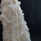 Light Apricot Spaghetti Strap Long Romantic Gown, Cinched Waist, Full Flared Skirt, Vintage Elegant Wedding Gown gh8113