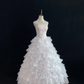 Blush Pink Strapless Romantic Gown, Cinched Waist, Lovely Teen-style Voluminous Tiered Skirt, Wedding Dress & Bridal Gown gh8158