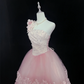 Blush Pink Strapless Cinched Waist Gradient Voluminous Princess Skirt Romantic Dress, Wedding Gown gh8074