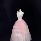 Blush Pink Strapless Cinched Waist Gradient Voluminous Princess Skirt Romantic Dress, Wedding Gown gh8074