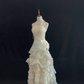 Light Apricot Spaghetti Strap Long Romantic Gown, Cinched Waist, Full Flared Skirt, Vintage Elegant Wedding Gown gh8113