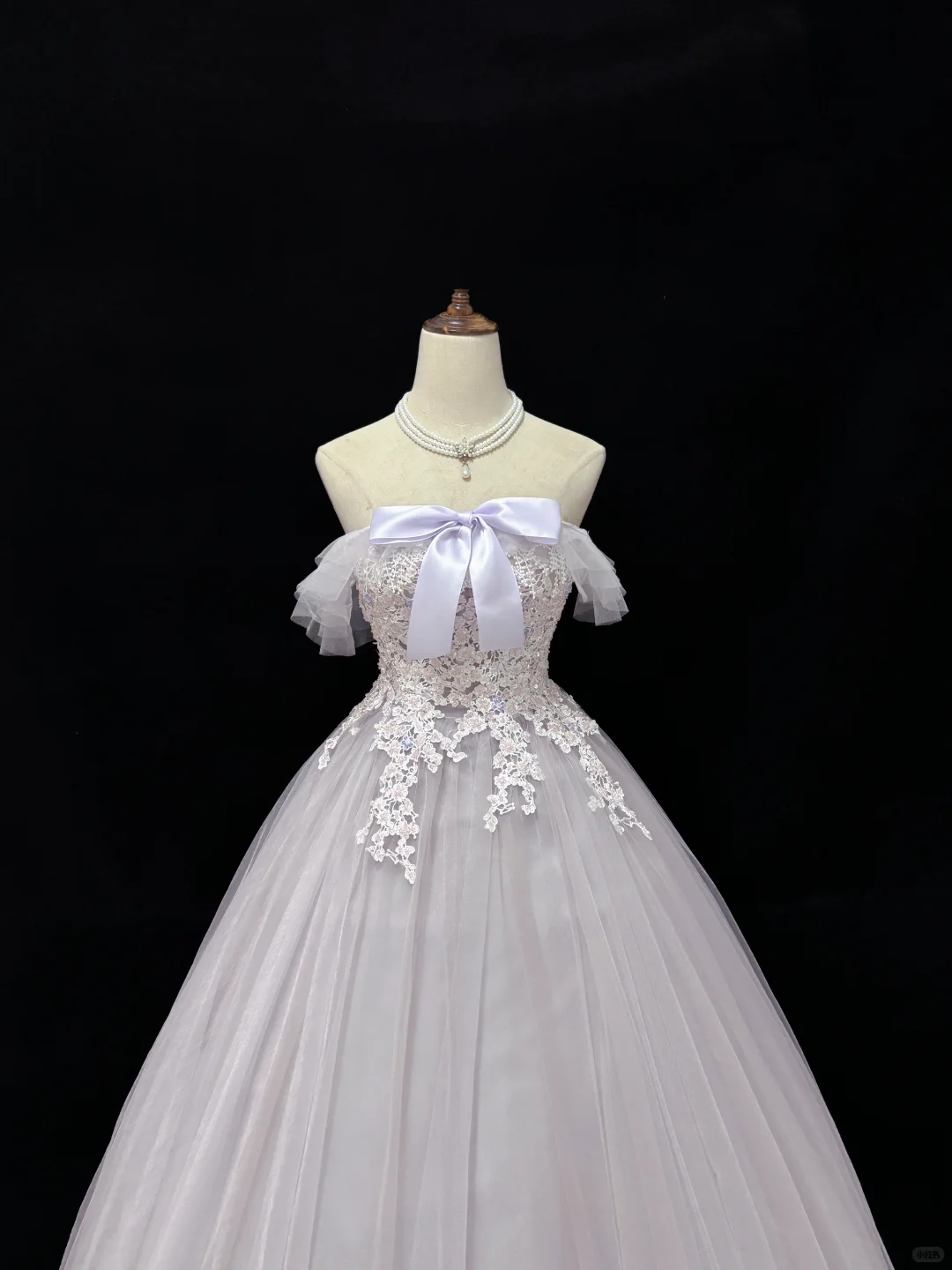 Lavender Off-the-Shoulder Embroidered Cinched Waist Voluminous Princess Skirt Long Romantic Dress, Wedding Gown gh7978