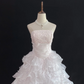 Blush Pink Strapless Romantic Gown, Cinched Waist, Lovely Teen-style Voluminous Tiered Skirt, Wedding Dress & Bridal Gown gh8158