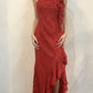 Robe de soirée longue en tulle à volants et bretelles spaghetti rouge à la mode gh3241