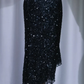 ✨Girlhomeshops-Black Halter Midi Sequin Dress Keyhole Cutout Slit Prom Gown gh9989