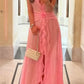 girlhomeshops-Pink Elegant Long Chiffon Bridesmaid Dresses Wedding Guest Party Dresses gh5949