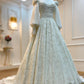 Robe de bal longue vintage en dentelle et tulle à manches gigot | Style édouardien, col montant, idéale pour un mariage, une cérémonie ou un gala (gh6409)