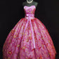 girlhomeshops-Pink Delicate Beaded Long Tulle Ball Gown gh6290