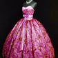 girlhomeshops-Pink Delicate Beaded Long Tulle Ball Gown gh6290