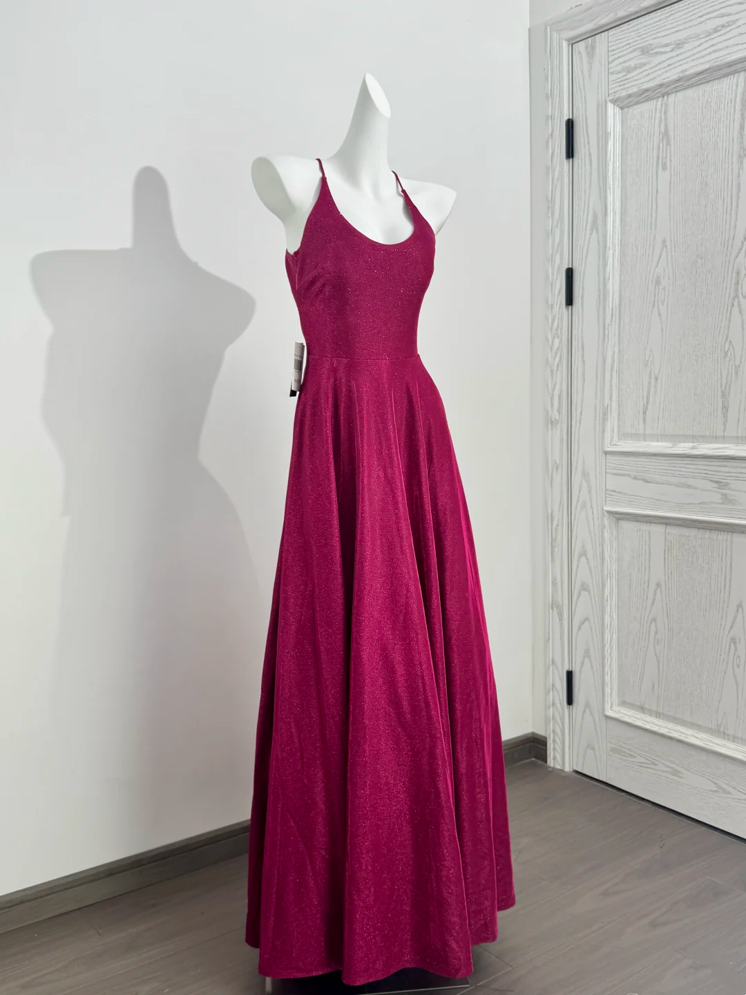 Fuchsia Halter Cinched Waist Fitted Backless Sexy Long Prom Dress, Evening Gown gh7216