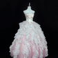 Blush Pink Satin Strapless Cinched Waist Voluminous Stylized Skirt Long Romantic Dress, Wedding Gown gh7979