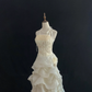 Light Apricot Spaghetti Strap Long Romantic Gown, Cinched Waist, Full Flared Skirt, Vintage Elegant Wedding Gown gh8113