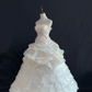 Off-white strapless romantic gown, fitted waist, elegant fluffy princess skirt, wedding dress & bridal gown gh8244