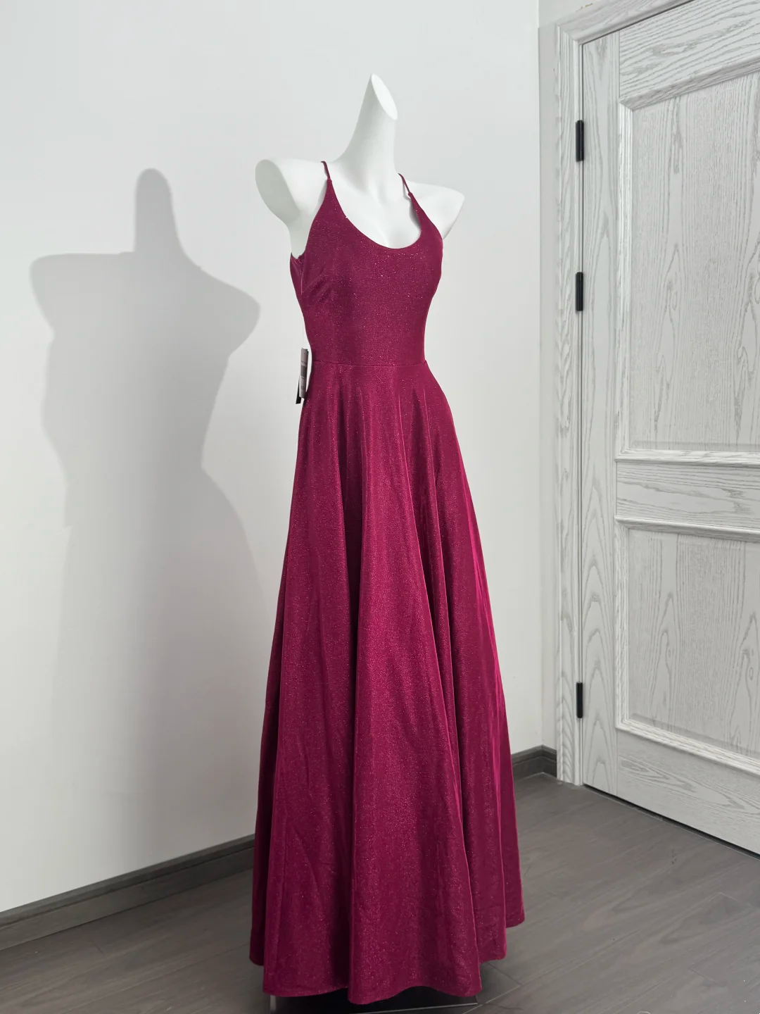 Fuchsia Halter Cinched Waist Fitted Backless Sexy Long Prom Dress, Evening Gown gh7216