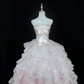Blush Pink Satin Strapless Cinched Waist Voluminous Stylized Skirt Long Romantic Dress, Wedding Gown gh7979