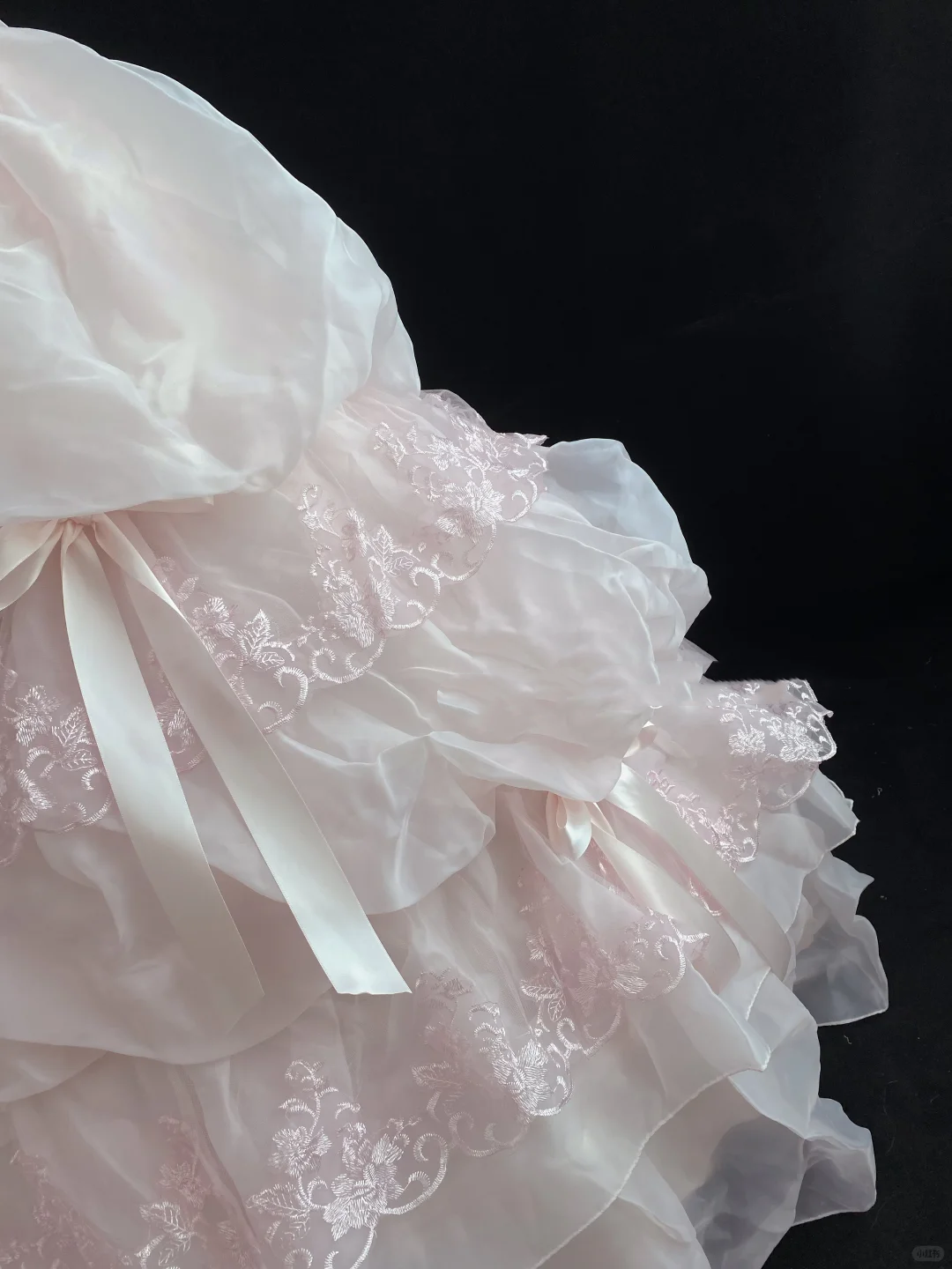 Blush Pink Strapless Romantic Gown with Embroidery, Cinched Waist, Fluffy Tiered Princess Skirt, Wedding Dress & Bridal Gown gh8159