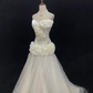 Off-White Vintage Strapless Long Romantic Gown, Cinched Slim Waist, Elegant & Gentle Style, Wedding Gown gh8114