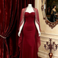 Wine Red Strapless Waist-Cinched Fitted Elegant Grand Evening Dress, Fairy Gown, Romantic Gown gh7485