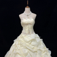 Light Yellow Vintage Palace Strapless Cinched Waist Voluminous Skirt Long Romantic Dress, Wedding Gown gh7939