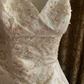 Ivory Vintage Spaghetti Strap Beaded Waist-Cinched Voluminous Skirt Prom Dress, Birthday Gown, Wedding Dress gh7260