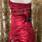 Red Strapless Waist-Cinched Fitted Long Prom Dress, Evening Party Gown gh7289