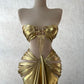 Sexy und elegantes langes Ballkleid mit goldenen Perlen gh4964