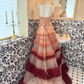 Red Ombre Strapless Waist-Cinched Elegant Romantic Dress, Wedding Gown gh7499