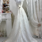 Off White Halter Long Wedding Dress, Sweetheart Neck Heavy Beaded Lace Appliques A-Line Bridal Gown gh9280