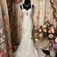 Weiße Spitze Fischschwanz rückenfrei elegante lange Tüll Schleppe Ballkleid Abendkleid Brautkleid gh4385