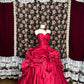 Red rose long satin ball gown evening dress gh4767