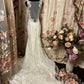 Weiße Spitze Fischschwanz rückenfrei elegante lange Tüll Schleppe Ballkleid Abendkleid Brautkleid gh4385