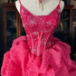 Girlhomeshops-PDark Pink Glitter Tulle Princess Long Formal Prom Dress gh5359