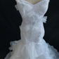 White Strapless Long Romantic Dress, Cinched Waist, Slim Bodycon Fit, Mermaid Skirt, Wedding Gown gh8115