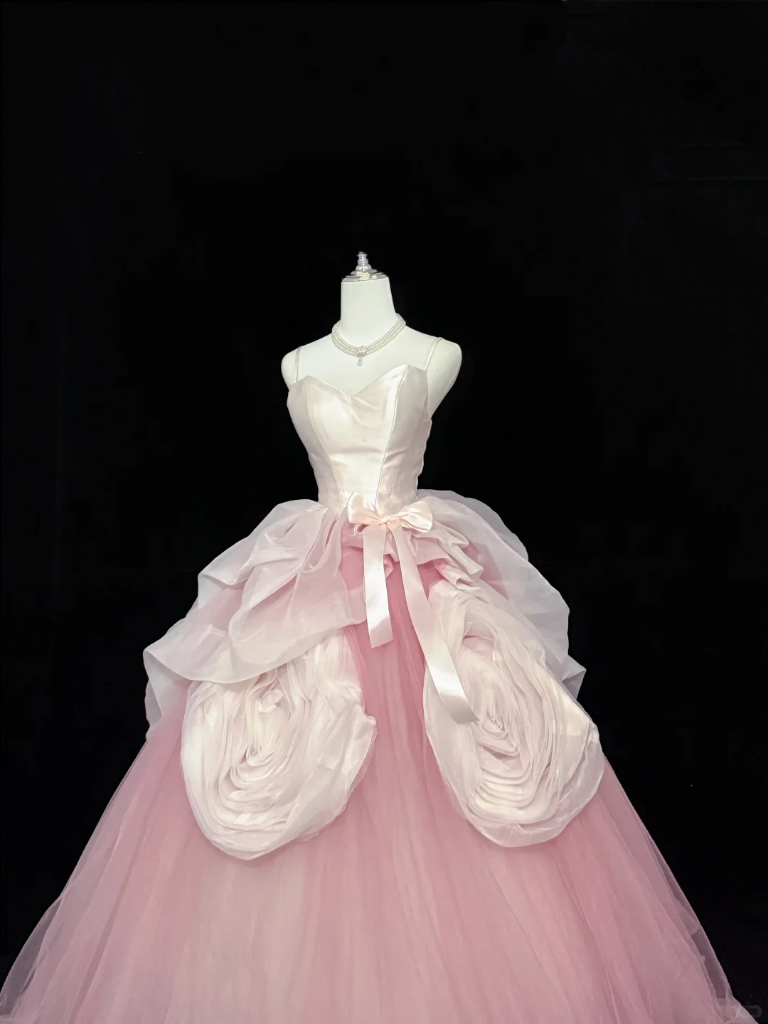Blush Pink Girly Spaghetti Straps Cinched Waist Voluminous Tulle Skirt Long Romantic Dress, Wedding Gown gh7854